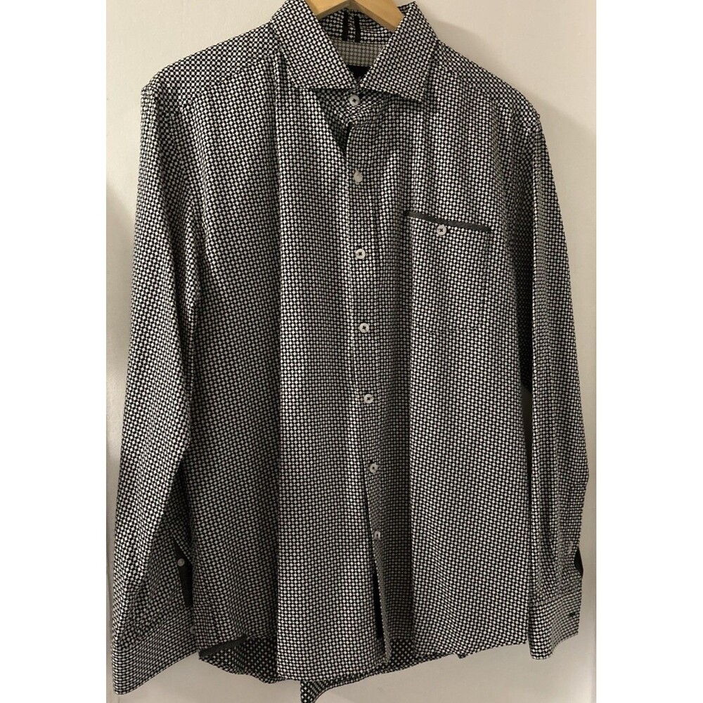 Robert Graham Shirt Mens XL Knowledge Wisdom Truth Black White Tailored Fit